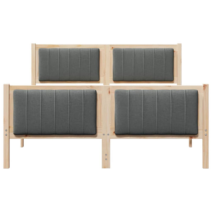 Double Size Bed Frame Brown And Dark Grey 135 X 190 Cm Solid Pine Wood Ninanb
