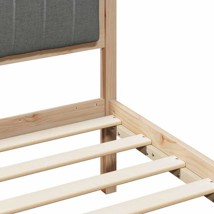Single Size Bed Frame Brown And Dark Grey 90 X 190 Cm Solid Pine Wood Ninpbp