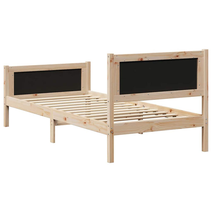 Single Size Bed Frame Brown And Dark Grey 90 X 190 Cm Solid Pine Wood Ninpbp
