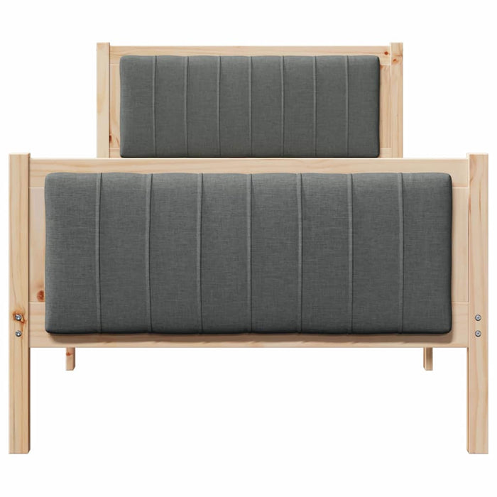 Single Size Bed Frame Brown And Dark Grey 90 X 190 Cm Solid Pine Wood Ninpbp