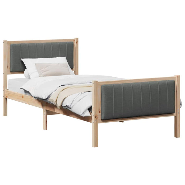 Single Size Bed Frame Brown And Dark Grey 90 X 190 Cm Solid Pine Wood Ninpbp