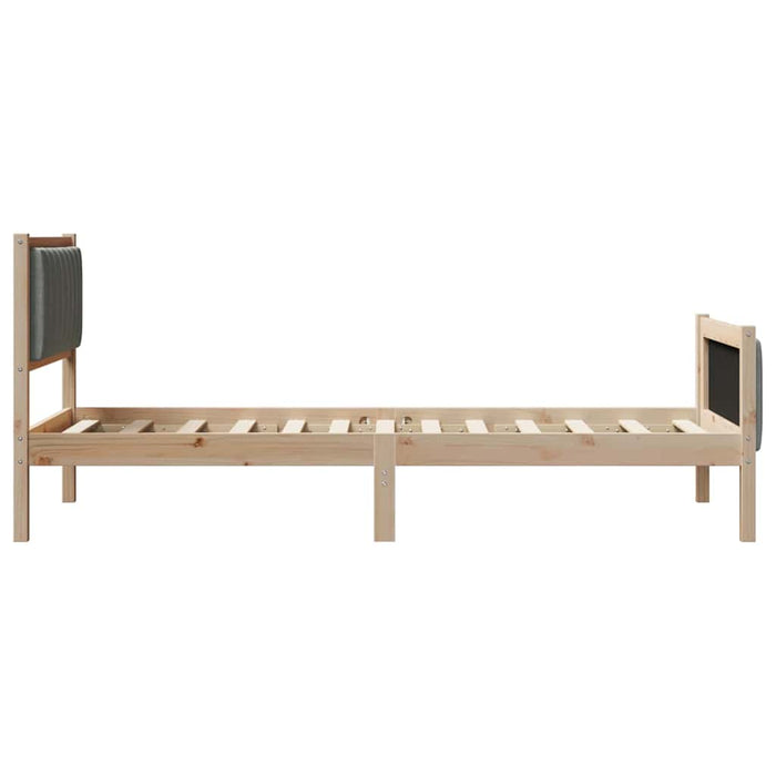Single Size Bed Frame Brown And Dark Grey 90 X 190 Cm Solid Pine Wood Ninpbp