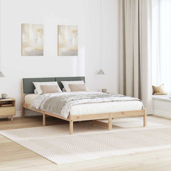 Queen Size Bed Frame Brown And Dark Grey 150 X 200 Cm Solid Pine Wood Ninptb