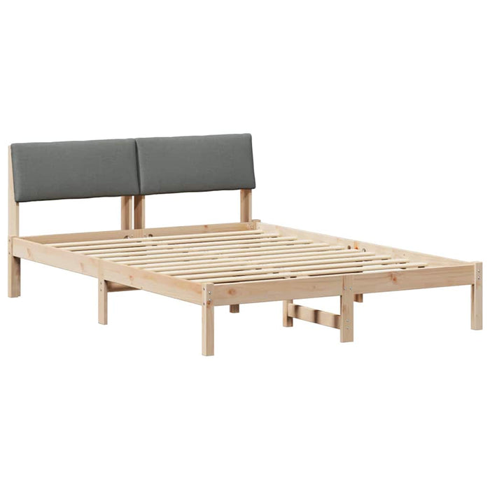 Queen Size Bed Frame Brown And Dark Grey 150 X 200 Cm Solid Pine Wood Ninptb