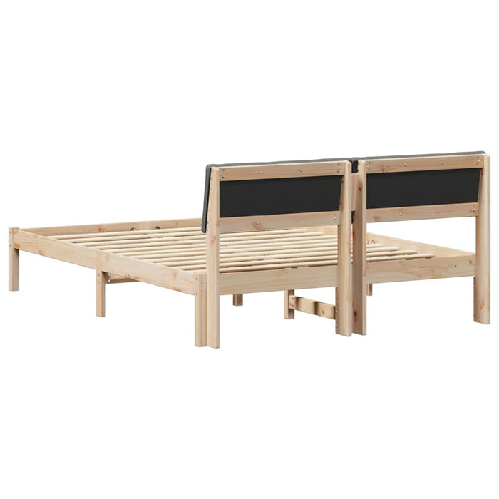 Queen Size Bed Frame Brown And Dark Grey 150 X 200 Cm Solid Pine Wood Ninptb