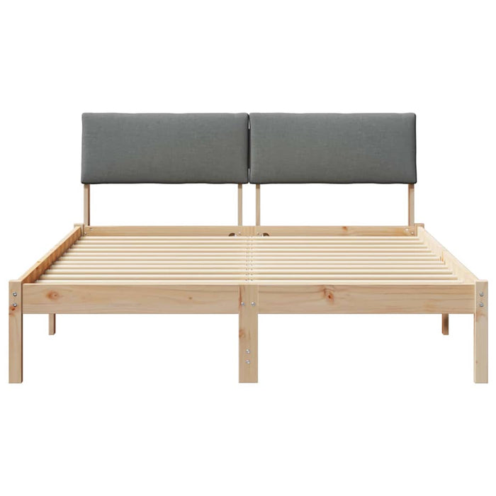 Queen Size Bed Frame Brown And Dark Grey 150 X 200 Cm Solid Pine Wood Ninptb