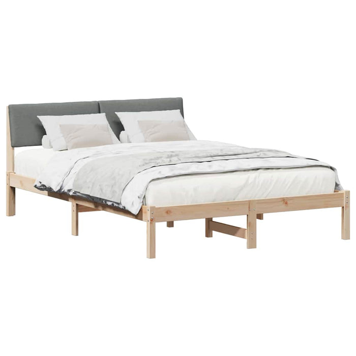 Queen Size Bed Frame Brown And Dark Grey 150 X 200 Cm Solid Pine Wood Ninptb