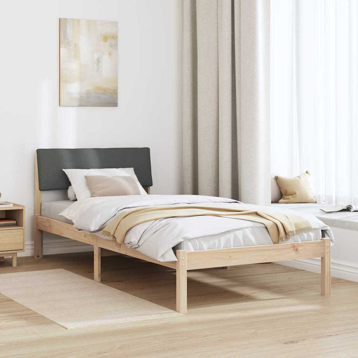 Single Size Bed Frame Brown And Dark Grey 90 X 190 Cm Solid Pine Wood Ninpip