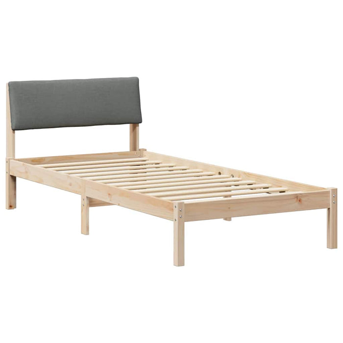 Single Size Bed Frame Brown And Dark Grey 90 X 190 Cm Solid Pine Wood Ninpip