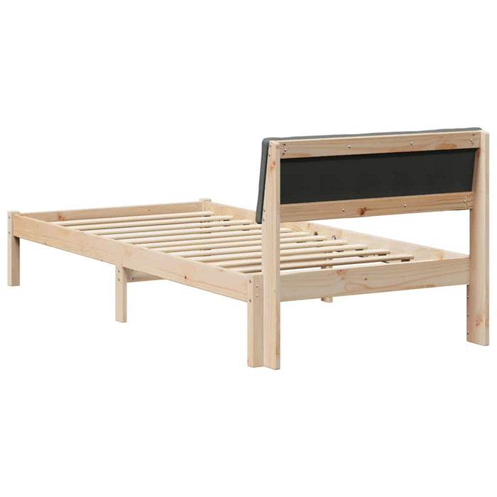 Single Size Bed Frame Brown And Dark Grey 90 X 190 Cm Solid Pine Wood Ninpip