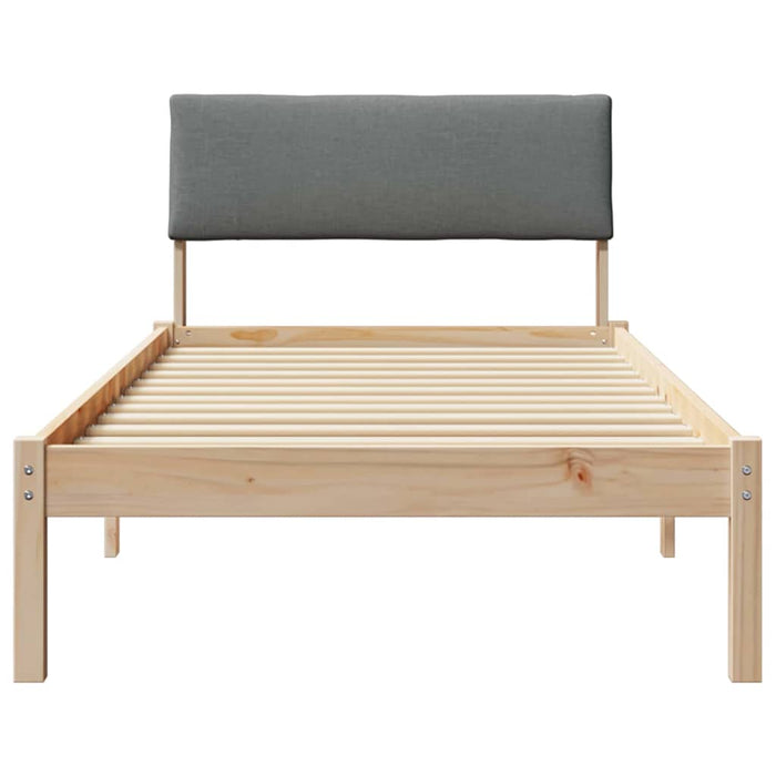 Single Size Bed Frame Brown And Dark Grey 90 X 190 Cm Solid Pine Wood Ninpip