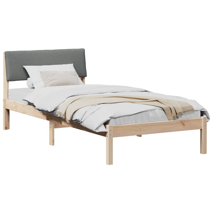 Single Size Bed Frame Brown And Dark Grey 90 X 190 Cm Solid Pine Wood Ninpip
