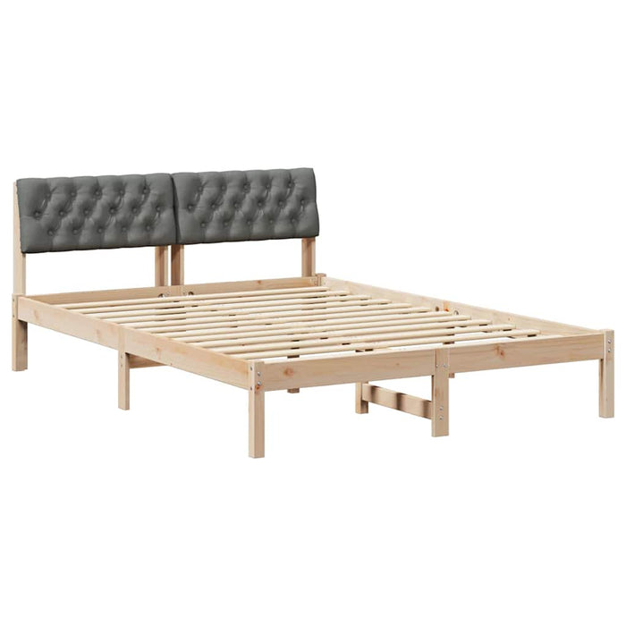 Queen Size Bed Frame Brown And Dark Grey 150 X 200 Cm Solid Pine Wood Ninlbb