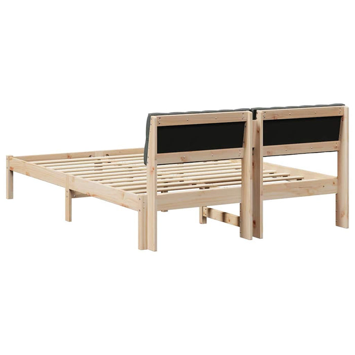 Queen Size Bed Frame Brown And Dark Grey 150 X 200 Cm Solid Pine Wood Ninlbb