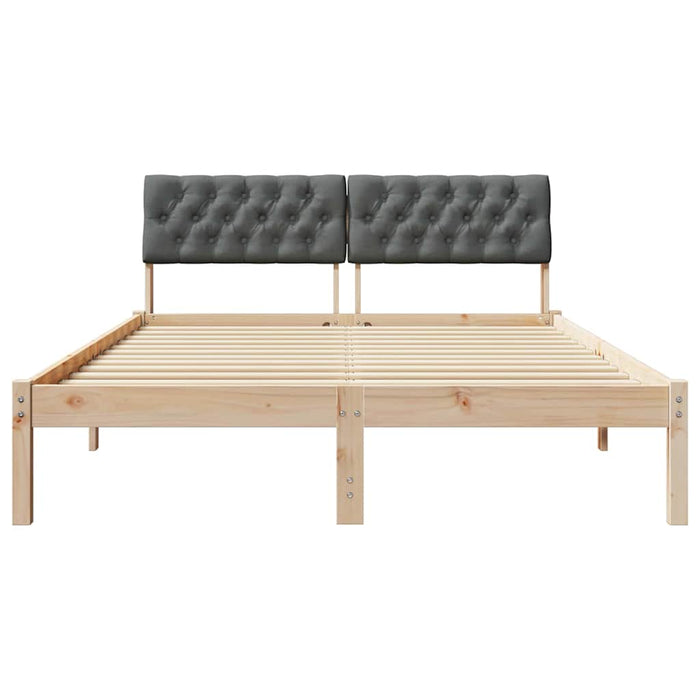 Queen Size Bed Frame Brown And Dark Grey 150 X 200 Cm Solid Pine Wood Ninlbb