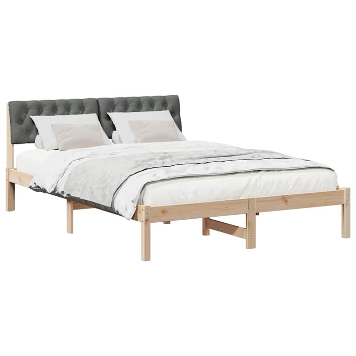 Queen Size Bed Frame Brown And Dark Grey 150 X 200 Cm Solid Pine Wood Ninlbb