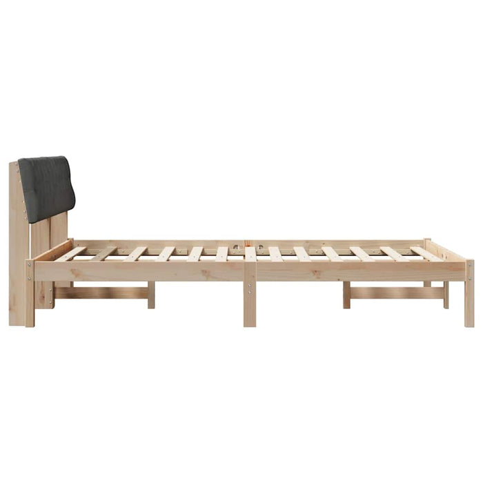 Queen Size Bed Frame Brown And Dark Grey 150 X 200 Cm Solid Pine Wood Ninlbb