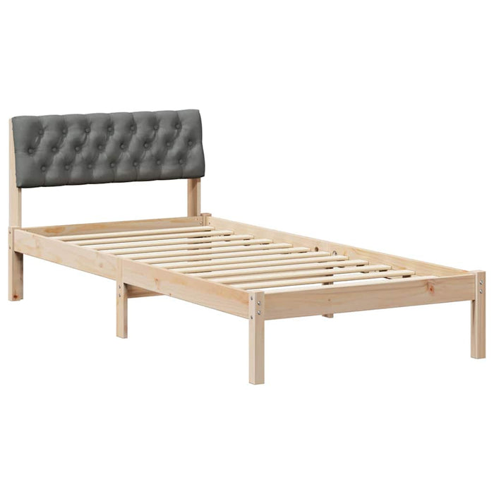 Single Size Bed Frame Brown And Dark Grey 90 X 190 Cm Solid Pine Wood Ninlap