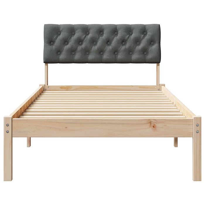 Single Size Bed Frame Brown And Dark Grey 90 X 190 Cm Solid Pine Wood Ninlap