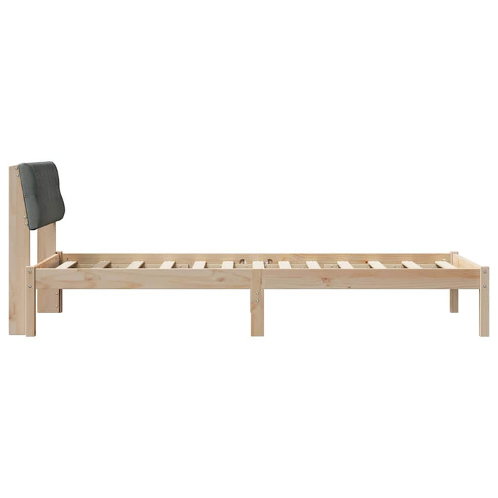 Single Size Bed Frame Brown And Dark Grey 90 X 190 Cm Solid Pine Wood Ninlap