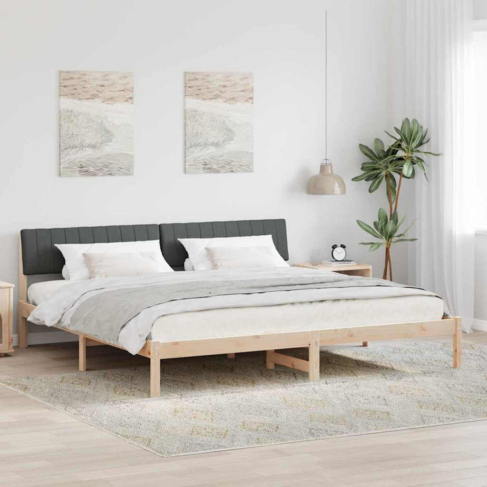 Queen Size Bed Frame Brown And Dark Grey 150 X 200 Cm Solid Pine Wood Ninlib