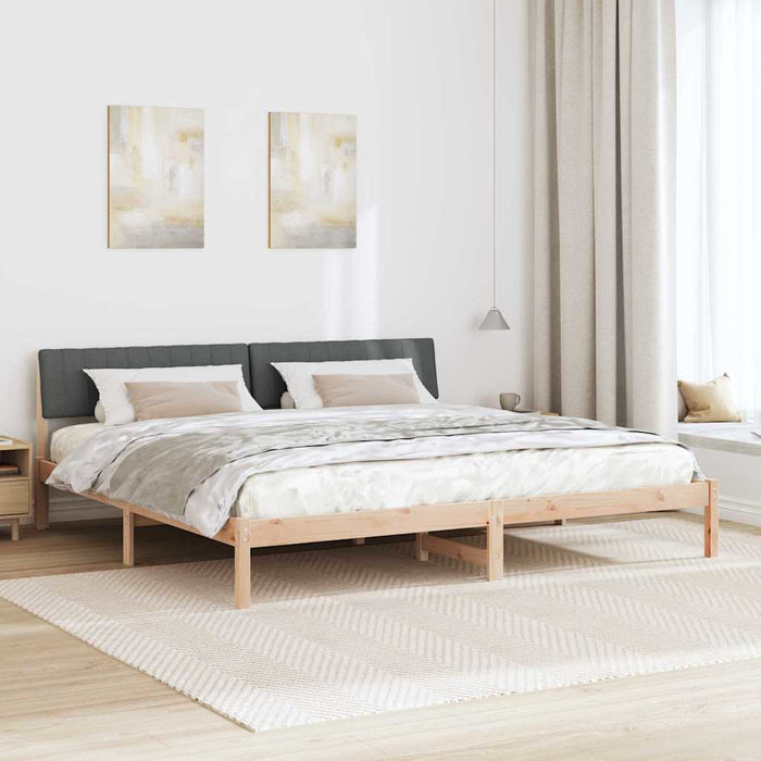 Queen Size Bed Frame Brown And Dark Grey 150 X 200 Cm Solid Pine Wood Ninlib