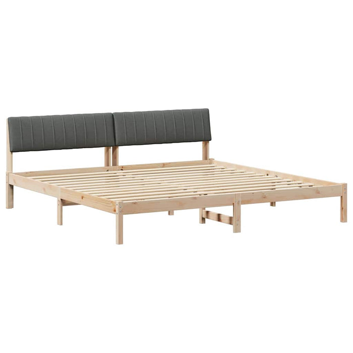 Queen Size Bed Frame Brown And Dark Grey 150 X 200 Cm Solid Pine Wood Ninlib