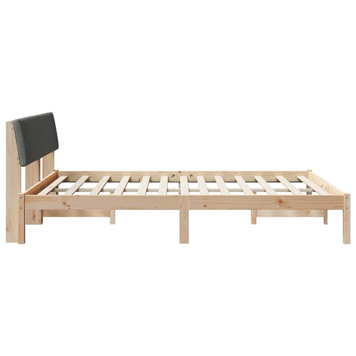 Queen Size Bed Frame Brown And Dark Grey 150 X 200 Cm Solid Pine Wood Ninlib
