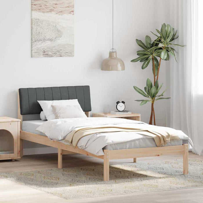 Single Size Bed Frame Brown And Dark Grey 90 X 190 Cm Solid Pine Wood Niniop