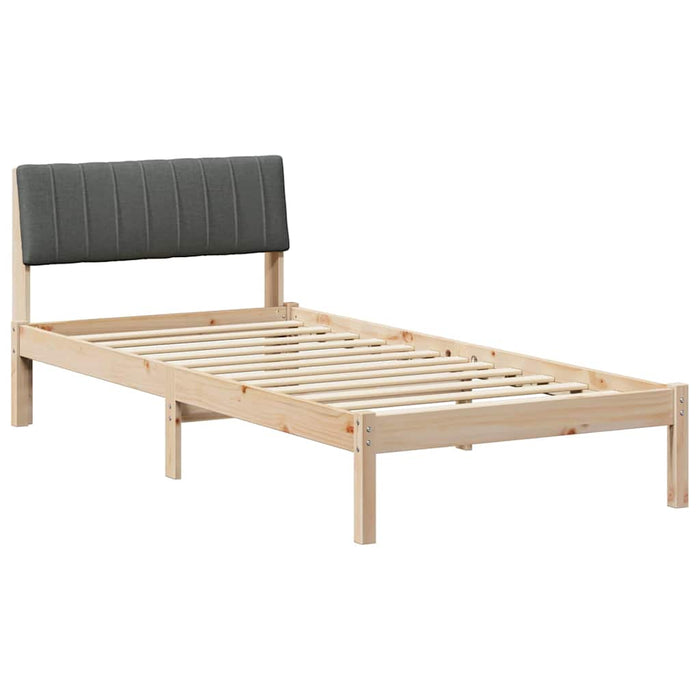 Single Size Bed Frame Brown And Dark Grey 90 X 190 Cm Solid Pine Wood Niniop