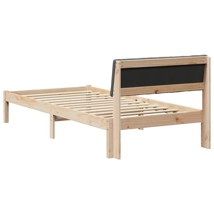 Single Size Bed Frame Brown And Dark Grey 90 X 190 Cm Solid Pine Wood Niniop