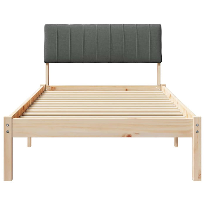 Single Size Bed Frame Brown And Dark Grey 90 X 190 Cm Solid Pine Wood Niniop