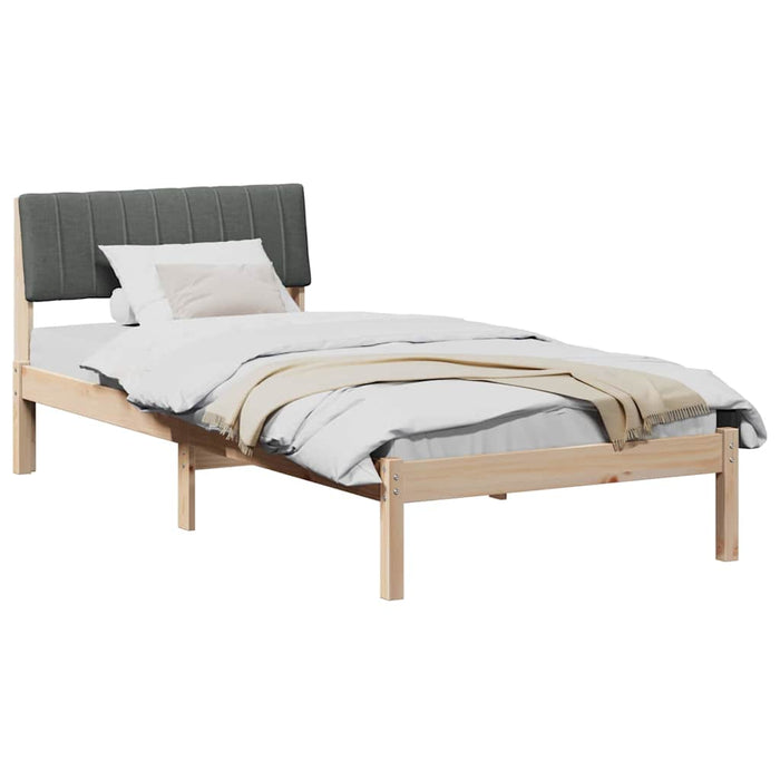 Single Size Bed Frame Brown And Dark Grey 90 X 190 Cm Solid Pine Wood Niniop