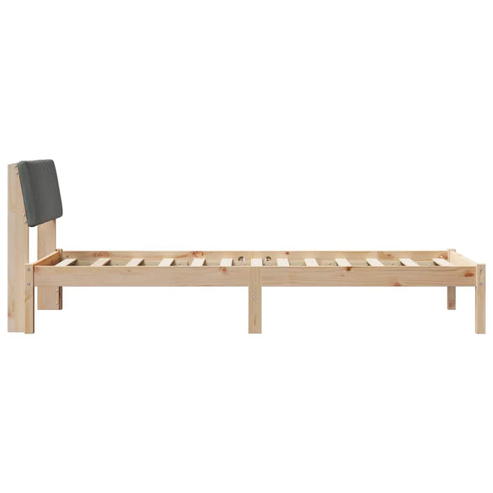 Single Size Bed Frame Brown And Dark Grey 90 X 190 Cm Solid Pine Wood Niniop