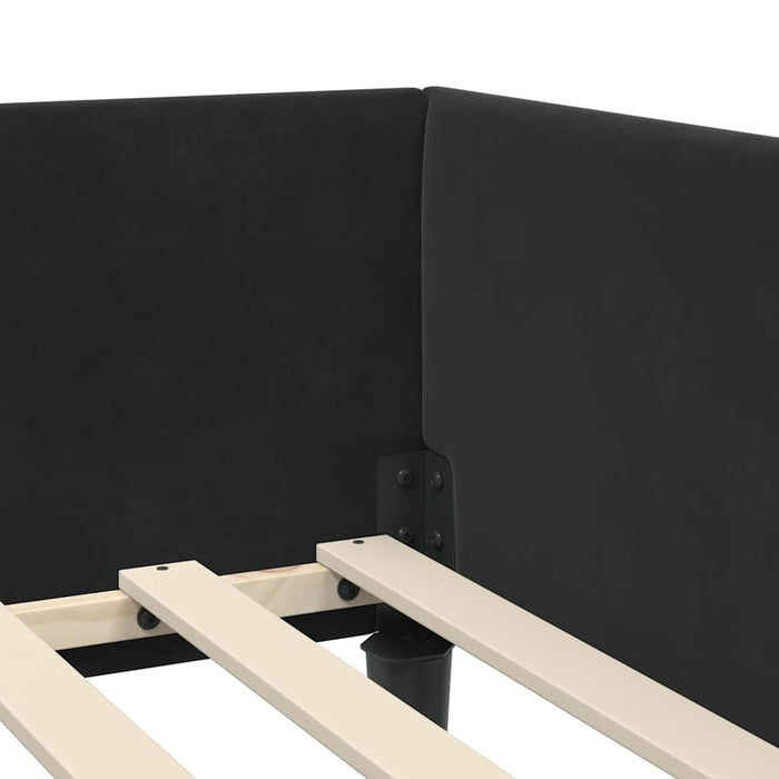 Corner Bed Frame Black 90 X 190 Cm Velvet And Engineered Wood Axboloak