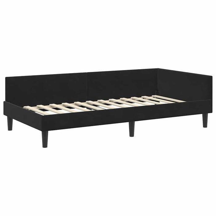Corner Bed Frame Black 90 X 190 Cm Velvet And Engineered Wood Axboloak