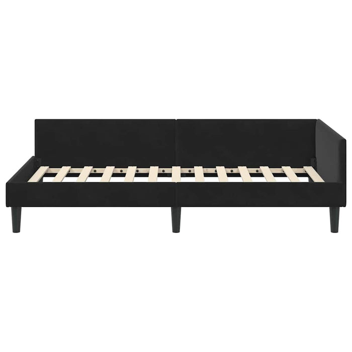 Corner Bed Frame Black 90 X 190 Cm Velvet And Engineered Wood Axboloak