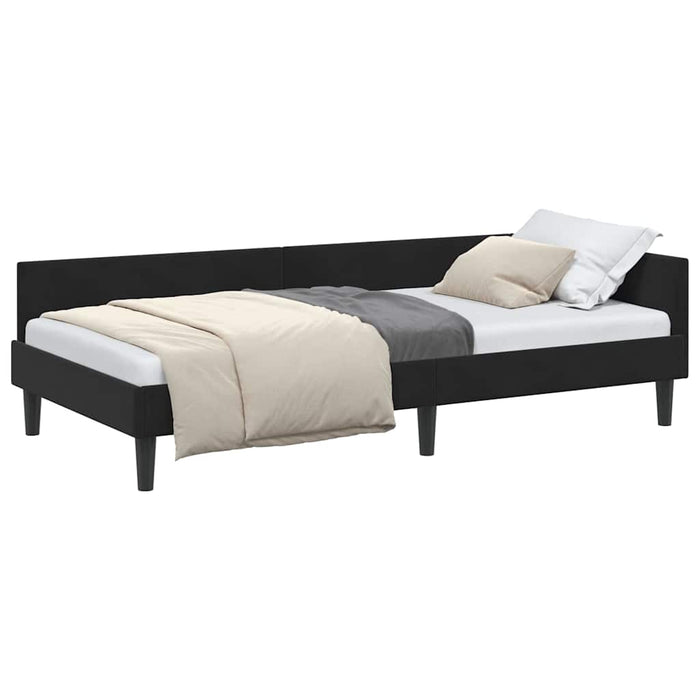 Corner Bed Frame Black 90 X 190 Cm Velvet And Engineered Wood Axboloak