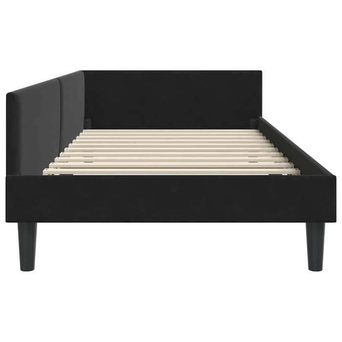 Corner Bed Frame Black 90 X 190 Cm Velvet And Engineered Wood Axboloak