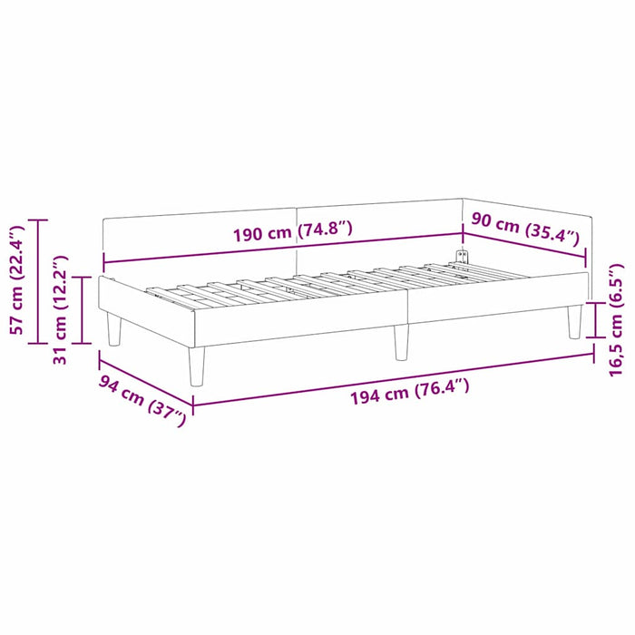Corner Bed Frame Black 90 X 190 Cm Velvet And Engineered Wood Axboloak
