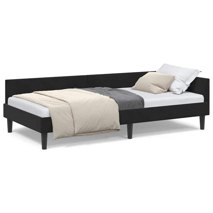 Corner Bed Frame Black 90 X 190 Cm Velvet And Engineered Wood Axboloak