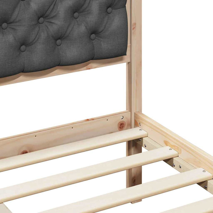 Queen Size Bed Frame With Headboard Dark Grey 150 X 200 Cm Solid Pine Wood Ttkaxna