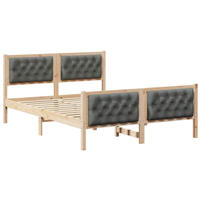 Queen Size Bed Frame With Headboard Dark Grey 150 X 200 Cm Solid Pine Wood Ttkaxna
