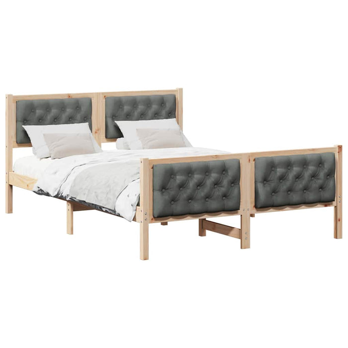 Queen Size Bed Frame With Headboard Dark Grey 150 X 200 Cm Solid Pine Wood Ttkaxna