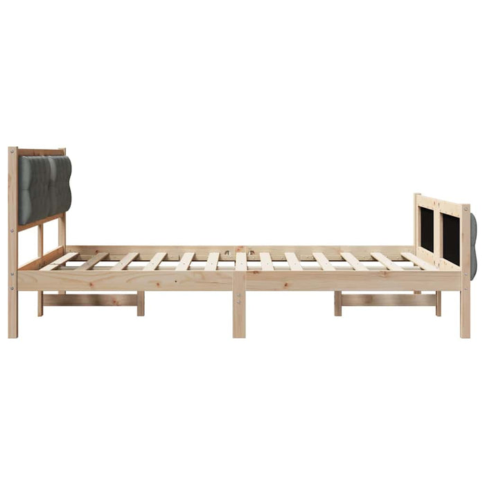 Queen Size Bed Frame With Headboard Dark Grey 150 X 200 Cm Solid Pine Wood Ttkaxna