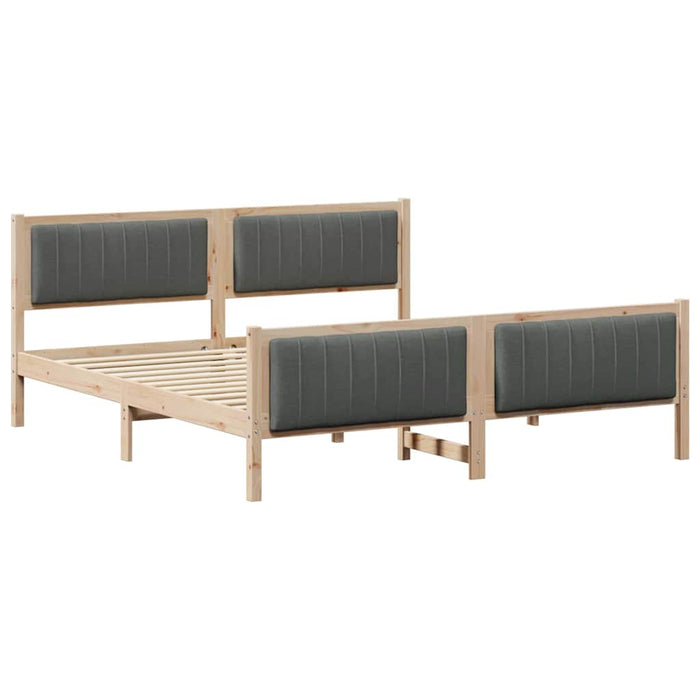 King Size Bed Frame Brown And Dark Grey 180 X 200 Cm Solid Pine Wood Ttkatba