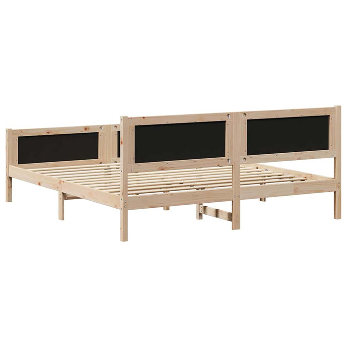 King Size Bed Frame Brown And Dark Grey 180 X 200 Cm Solid Pine Wood Ttkatba