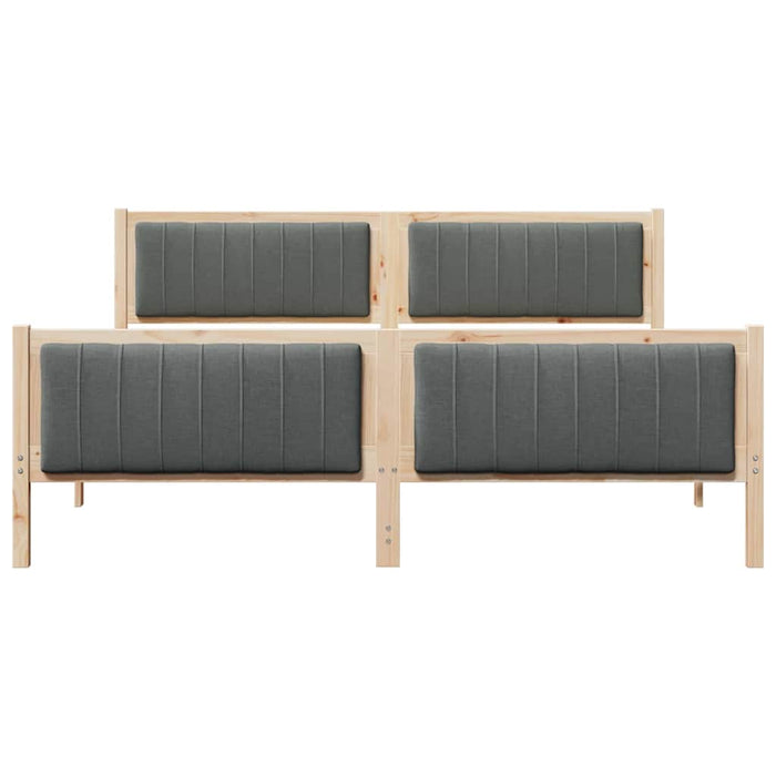 King Size Bed Frame Brown And Dark Grey 180 X 200 Cm Solid Pine Wood Ttkatba