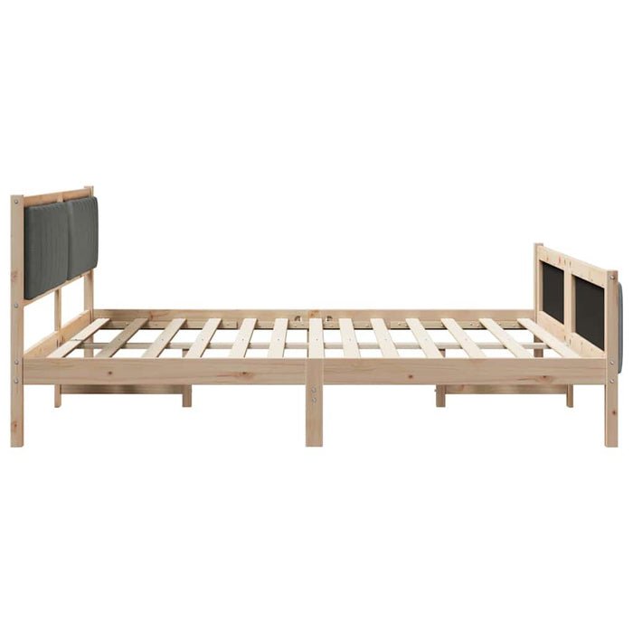 King Size Bed Frame Brown And Dark Grey 180 X 200 Cm Solid Pine Wood Ttkatba