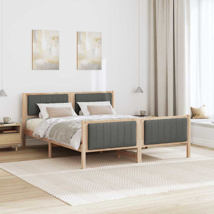 Queen Size Bed Frame Brown And Dark Grey 150 X 200 Cm Solid Pine Wood Ttkatoa